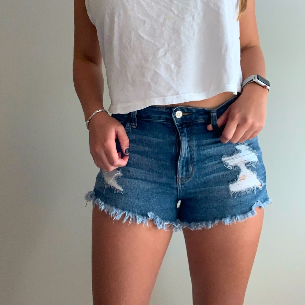 Distressed Denim Shorts